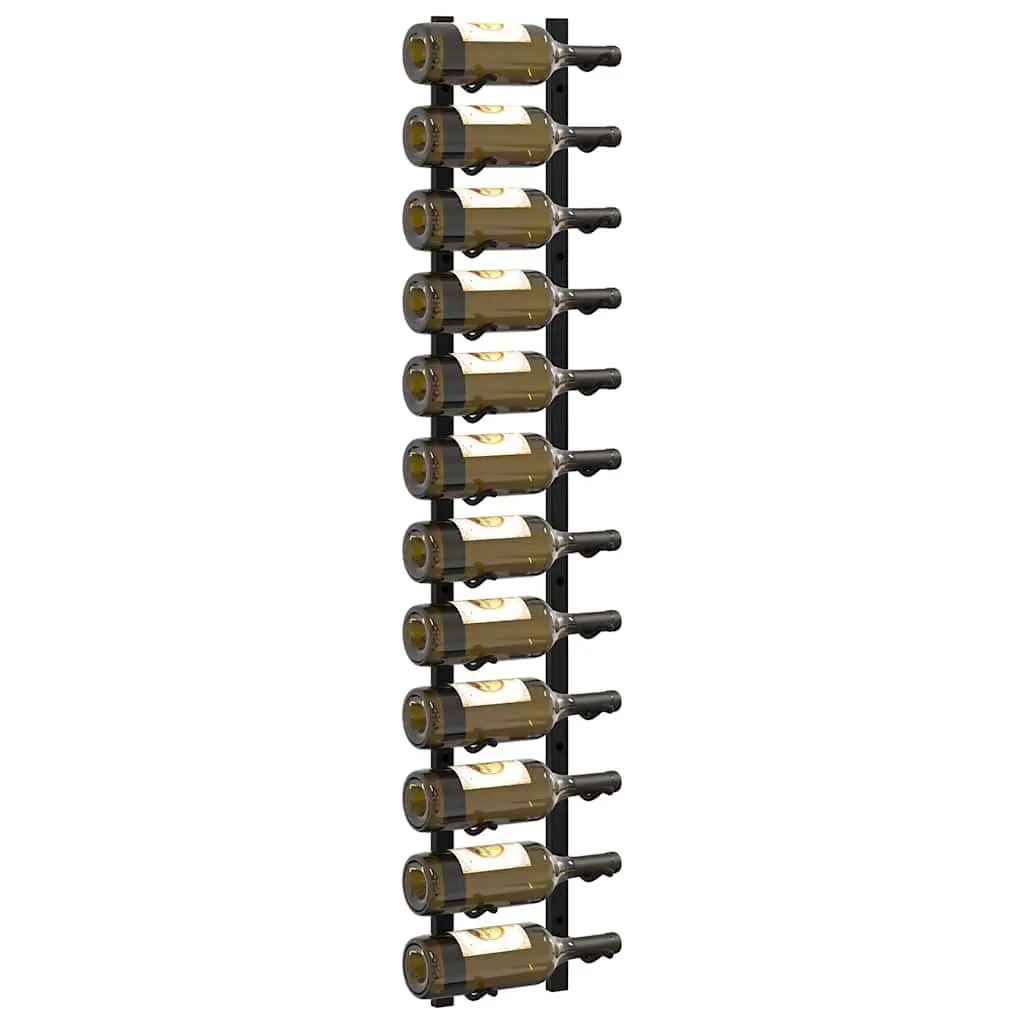 Wall Mounted Wine Rack Iron 12 Bottles Black Set of 2