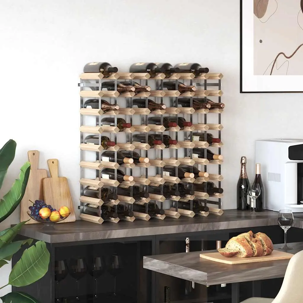 Wine Rack 72 Bottle Wooden Storage Display Cabinet Beige Pinewood Stand