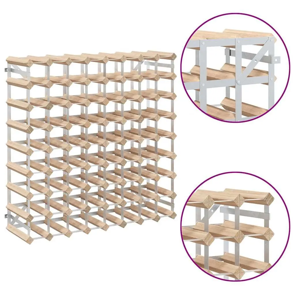 Wine Rack 72 Bottle Wooden Storage Display Cabinet Beige Pinewood Stand