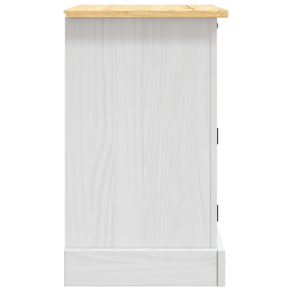 Bedside Cabinet Solid Pinewood Waxed White Mexican Corona Style Nightstand with Drawer