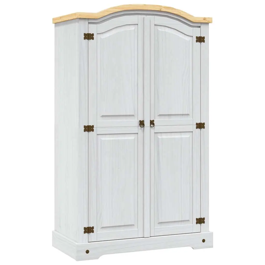 Wooden Wardrobe Solid Pinewood 2 Doors White Mexican Corona Style