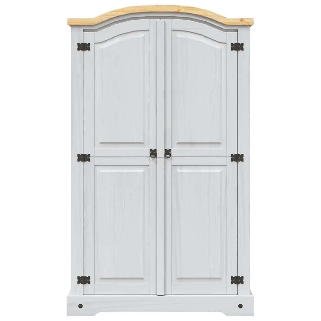 Wooden Wardrobe Solid Pinewood 2 Doors White Mexican Corona Style