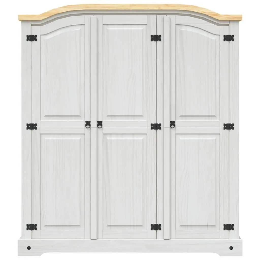 3-Door White Solid Pinewood Wardrobe Mexican Corona Style Cabinet