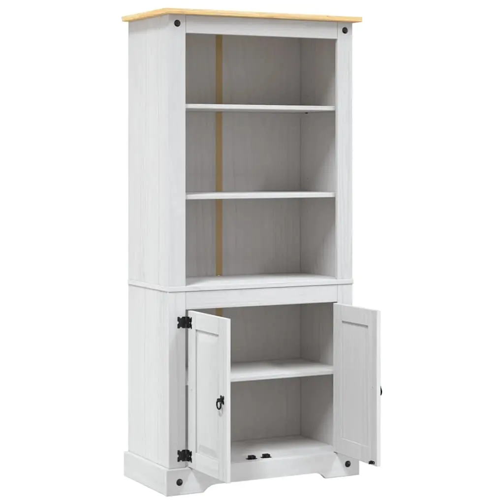 Storage Cabinet Solid Pinewood White 80W x 40D x 170H cm Open Shelves Display Unit