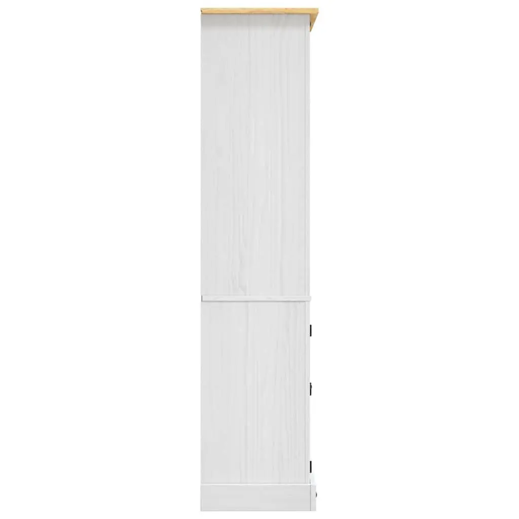Storage Cabinet Solid Pinewood White 80W x 40D x 170H cm Open Shelves Display Unit