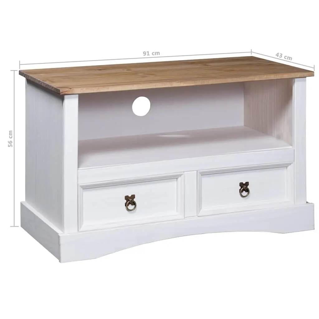 TV Cabinet Wooden 91x43x56cm White Storage Unit