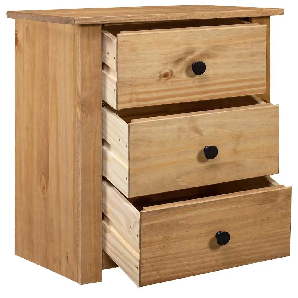 Bedside Cabinet Solid Pine Wood 3 Drawer Storage Chest Brown Nightstand