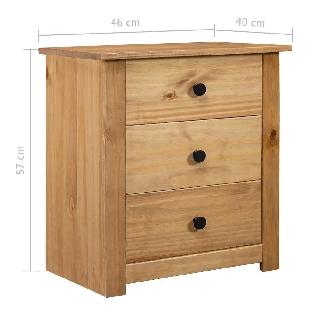 Bedside Cabinet Solid Pine Wood 3 Drawer Storage Chest Brown Nightstand
