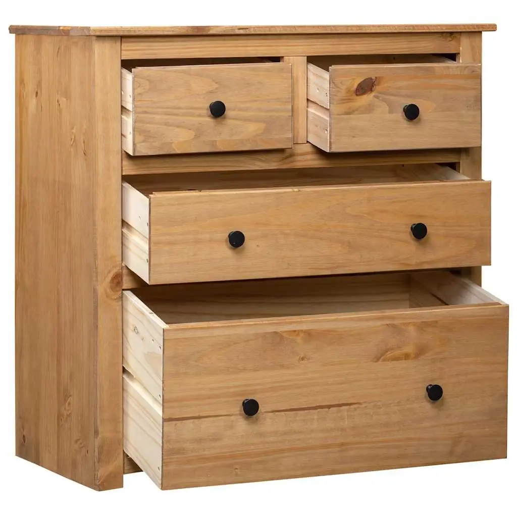 Sideboard Solid Pine Wood 80x40x83 cm Brown Rustic 4 Drawer Storage Cabinet