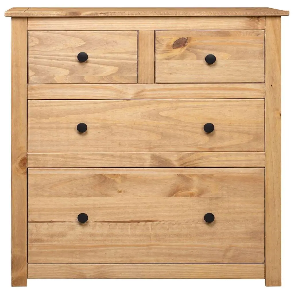 Sideboard Solid Pine Wood 80x40x83 cm Brown Rustic 4 Drawer Storage Cabinet
