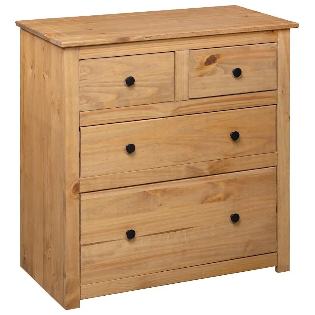 Sideboard Solid Pine Wood 80x40x83 cm Brown Rustic 4 Drawer Storage Cabinet