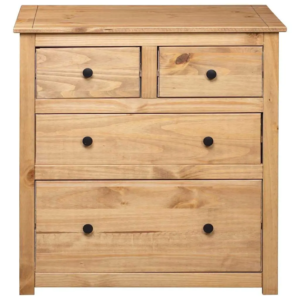 Sideboard Solid Pine Wood 80x40x83 cm Brown Rustic 4 Drawer Storage Cabinet