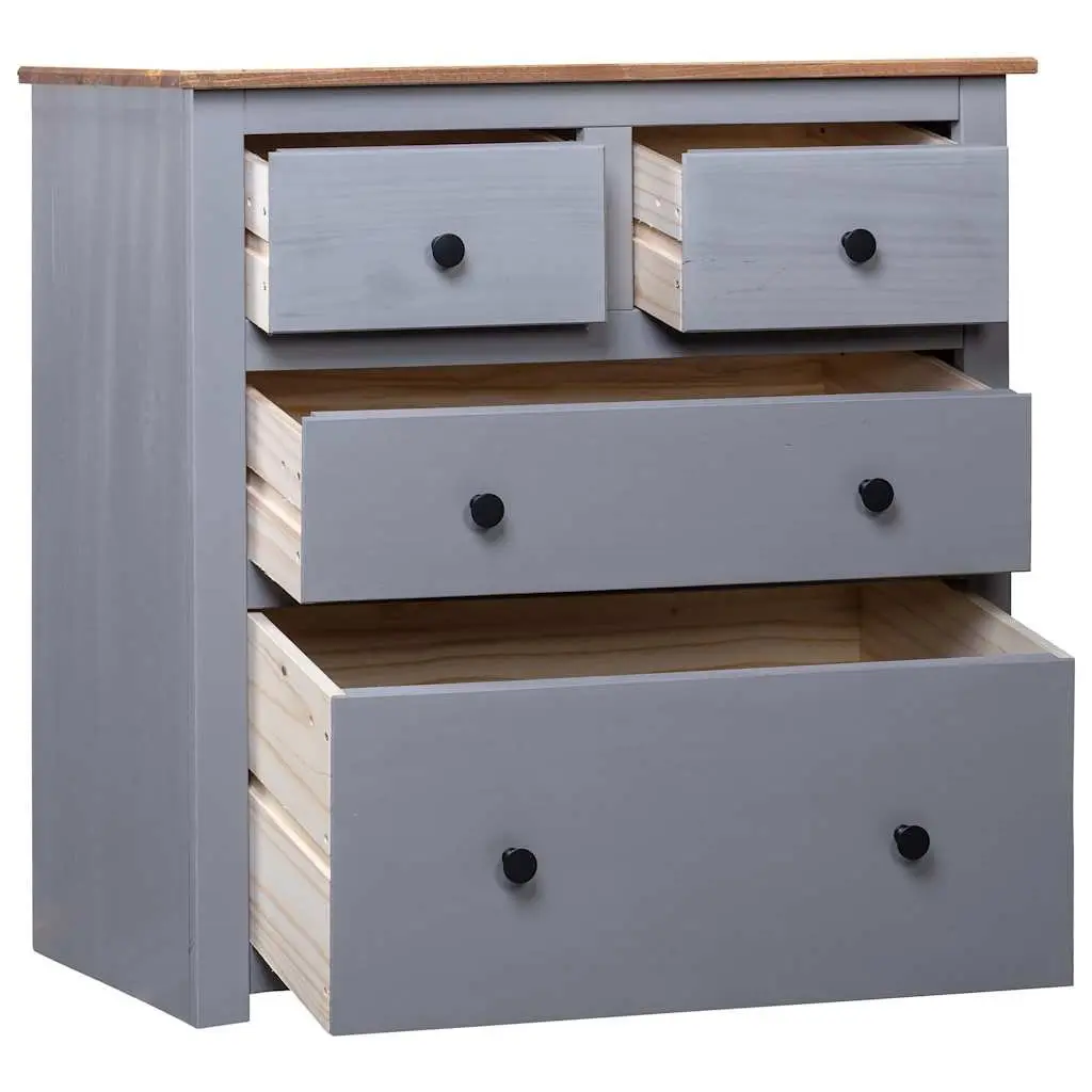 Sideboard Grey 80x40x83cm 4 Drawer Storage Cabinet Solid Pinewood Furniture