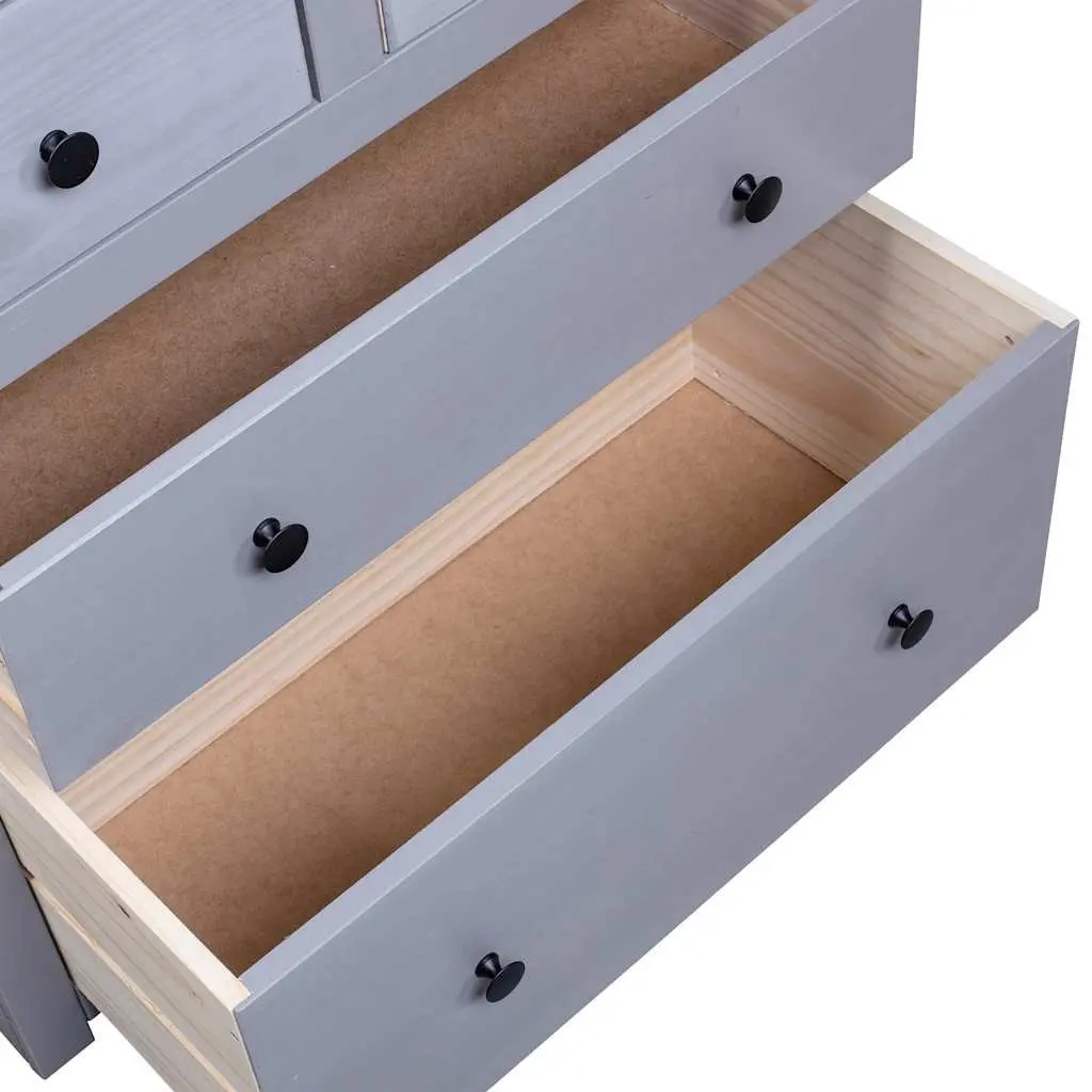Sideboard Grey 80x40x83cm 4 Drawer Storage Cabinet Solid Pinewood Furniture