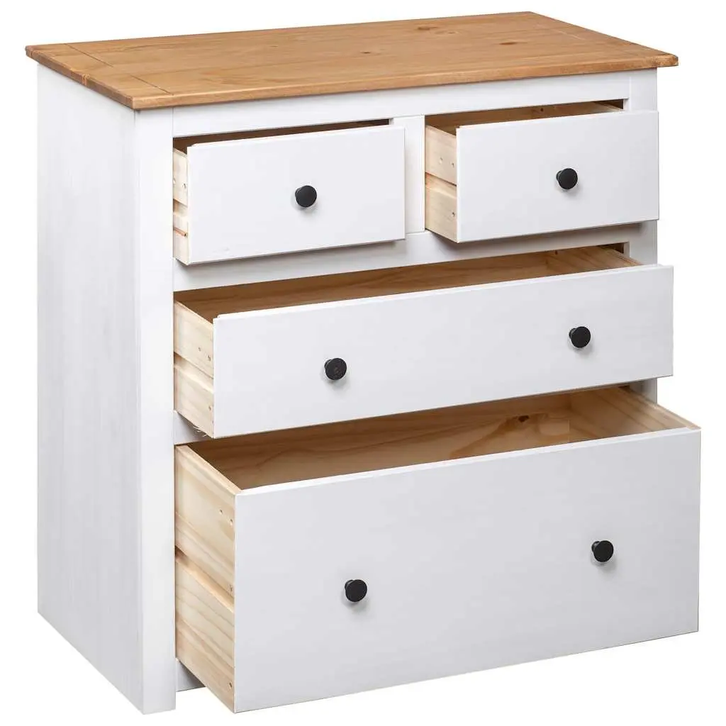 White Wooden Sideboard Storage Cabinet 4 Drawers Rustic Home Furniture Organiser
