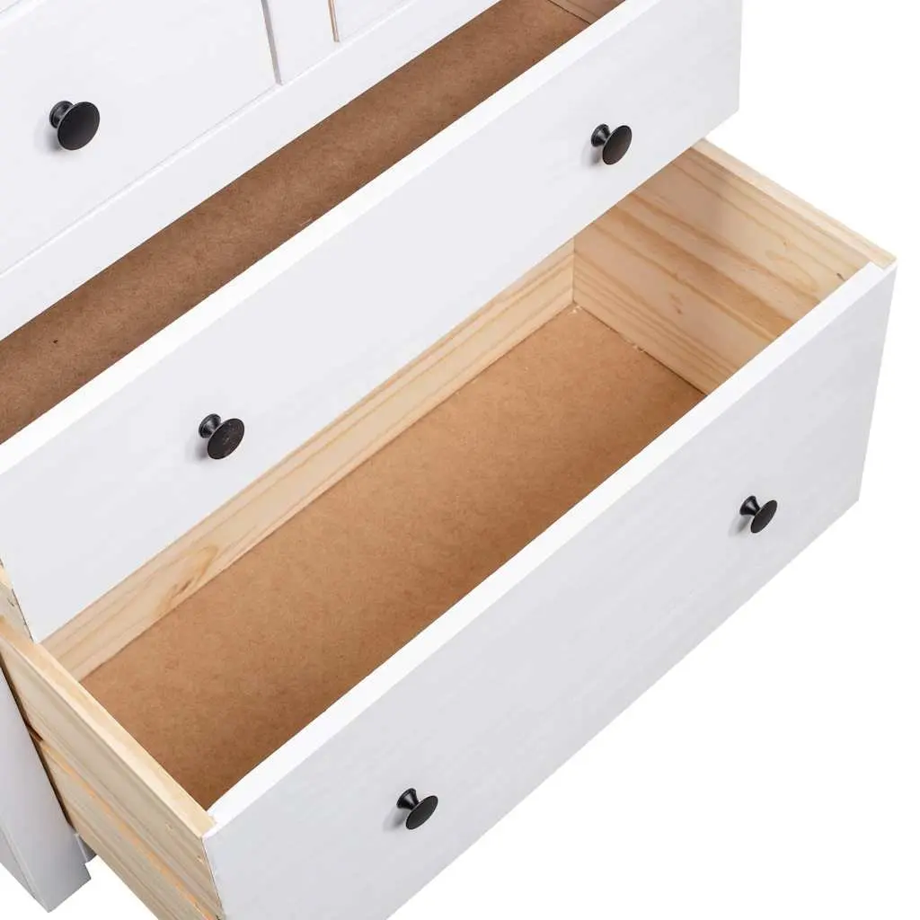 White Wooden Sideboard Storage Cabinet 4 Drawers Rustic Home Furniture Organiser