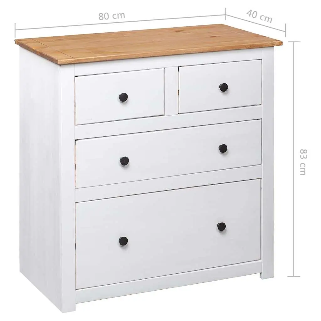 White Wooden Sideboard Storage Cabinet 4 Drawers Rustic Home Furniture Organiser