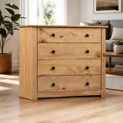 Side Cabinet 80x40x73 cm Storage Sideboard 4 Drawer Buffet Table Brown
