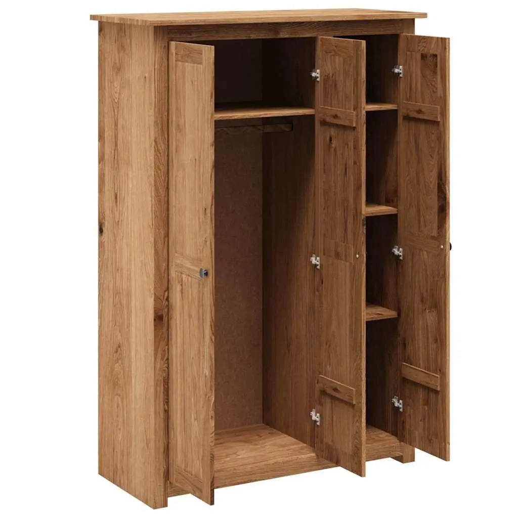 3-Door Wardrobe Solid Pinewood 118x50x171.5 cm Brown