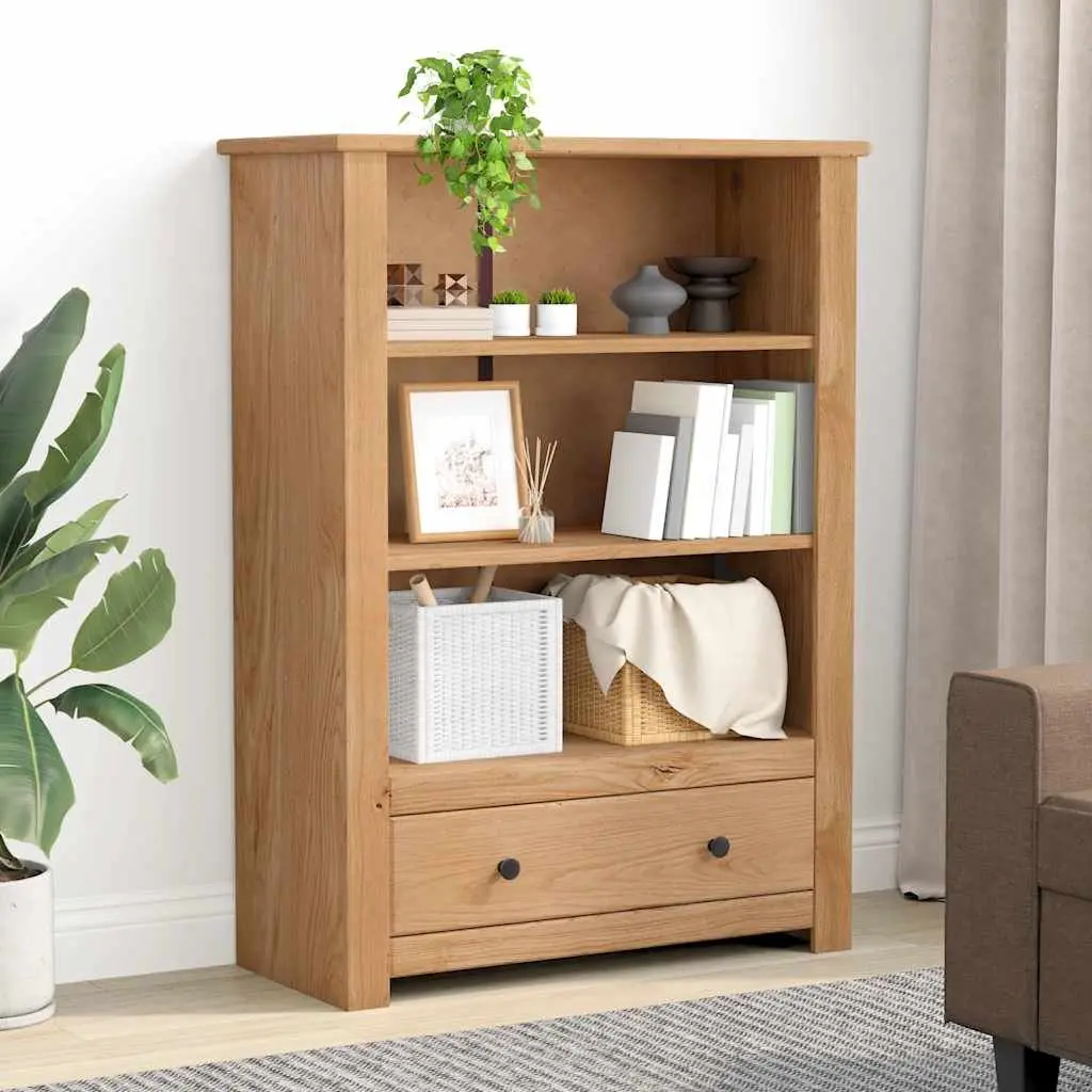 Wooden Bookshelf Rustic Solid Pine 80x35x110 cm Brown Storage Unit with Drawer