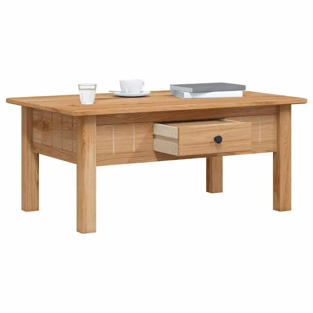 Solid Pine Wood Coffee Table with Drawer