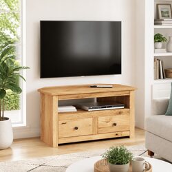 Corner TV Cabinet 93x49x49cm Solid Pinewood Storage Unit with Drawers Brown