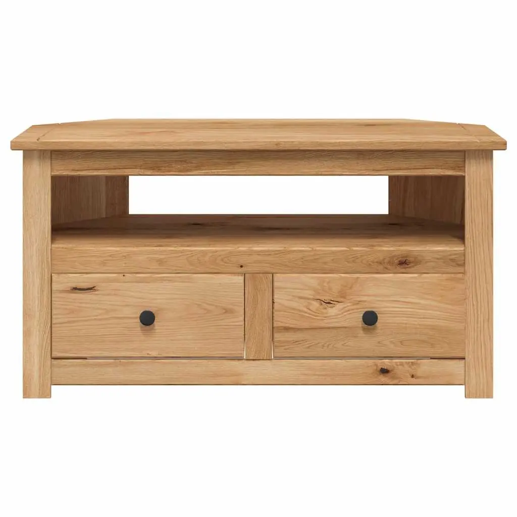Corner Cabinet Solid Pinewood 93x49x49cm Brown with Open Compartment and Drawers for TV and Media Storage