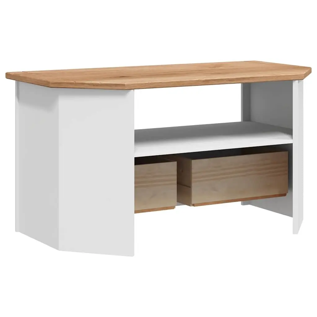 Corner TV Cabinet White Modern Living Room Storage Unit with Drawers