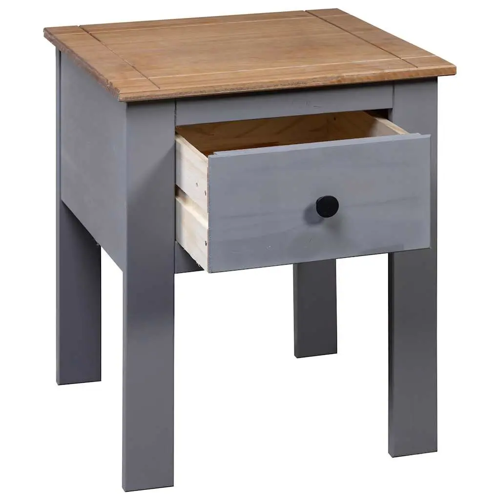 Bedside Table Solid Pinewood Grey 46x40x57cm Nightstand Drawer Storage Furniture