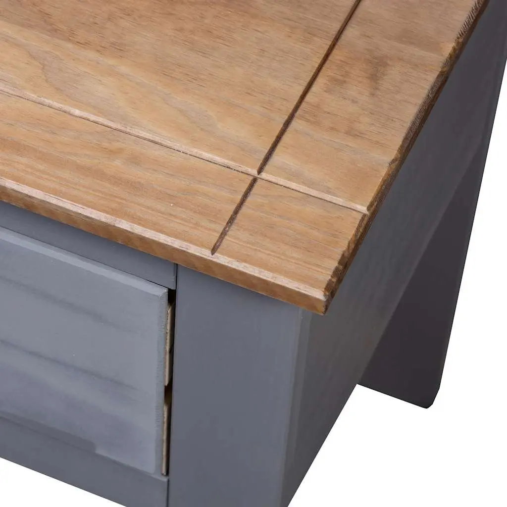 Bedside Table Solid Pinewood Grey 46x40x57cm Nightstand Drawer Storage Furniture