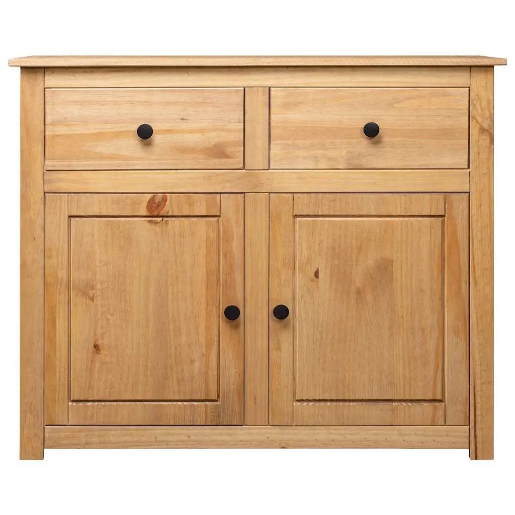 Solid Pinewood Sideboard 93x40x80 cm Brown 2 Drawers 2 Doors