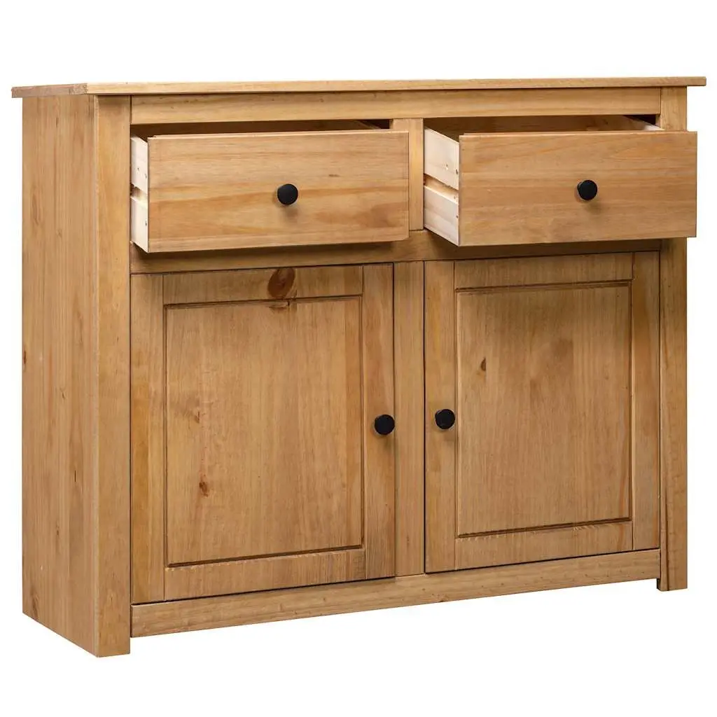 Solid Pinewood Sideboard 93x40x80 cm Brown 2 Drawers 2 Doors