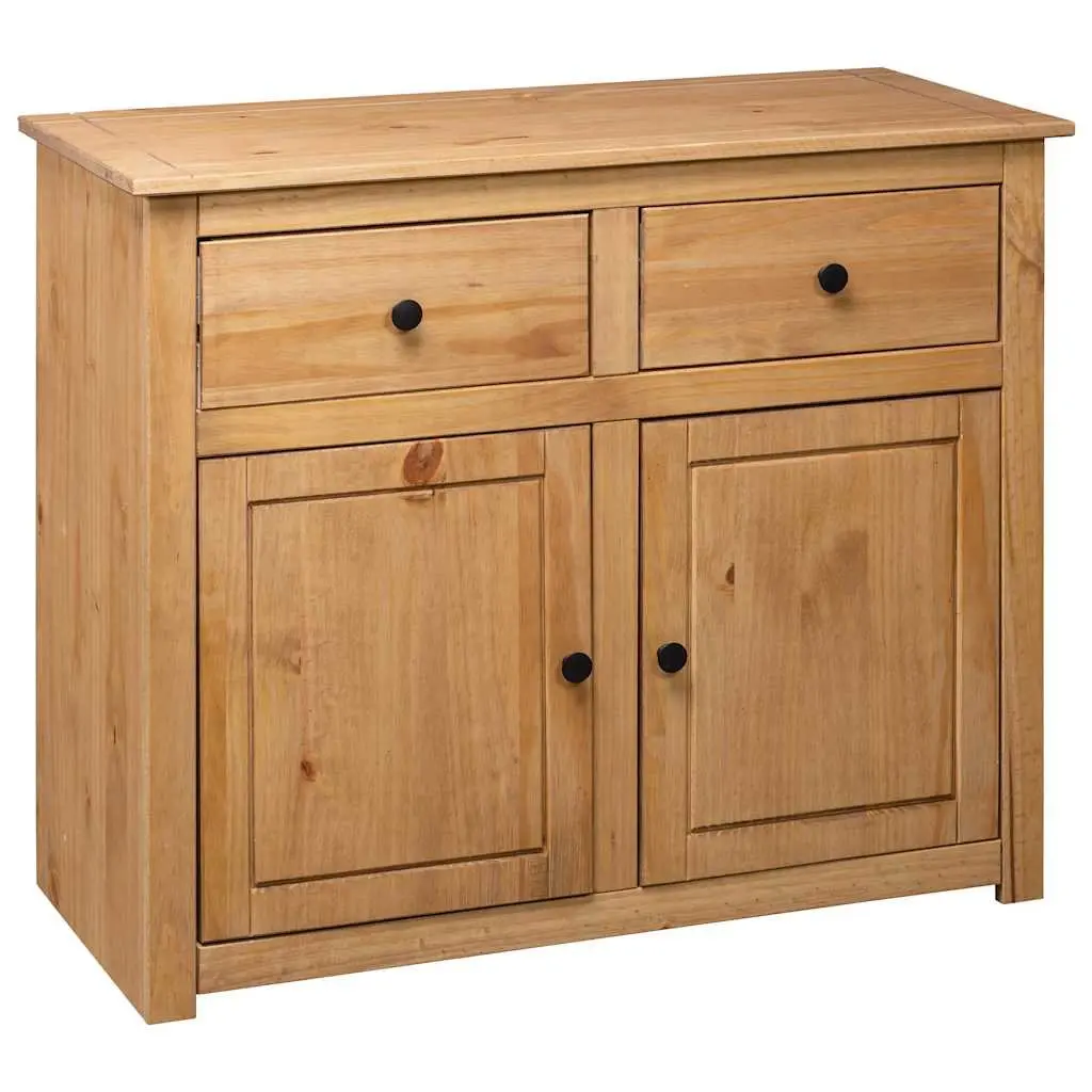 Solid Pinewood Sideboard 93x40x80 cm Brown 2 Drawers 2 Doors