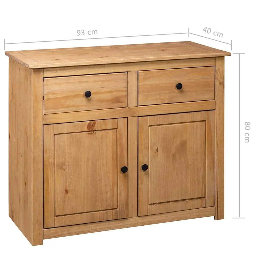 Solid Pinewood Sideboard 93x40x80 cm Brown 2 Drawers 2 Doors