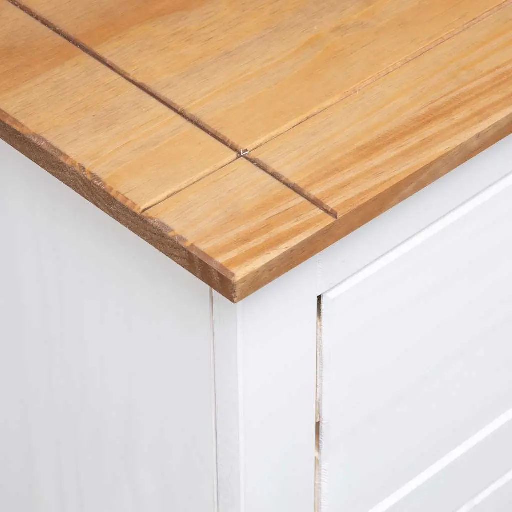 Pinewood Sideboard Storage Cabinet White 2 Doors 2 Drawers 93W x 40D x 80H cm for Living Room or Dining Area