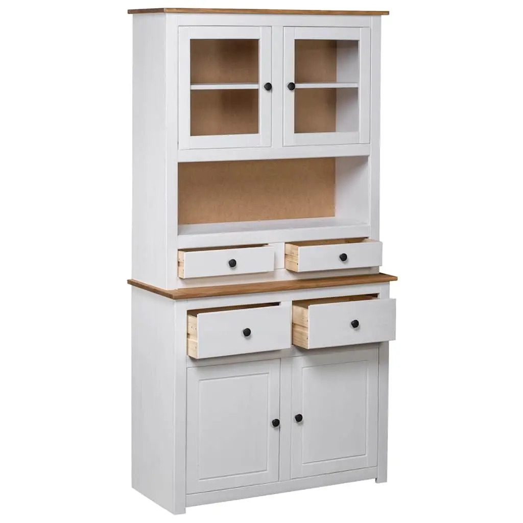 Storage Cabinet Highboard White 93x40.5x180cm Solid Pine Wood Display Unit