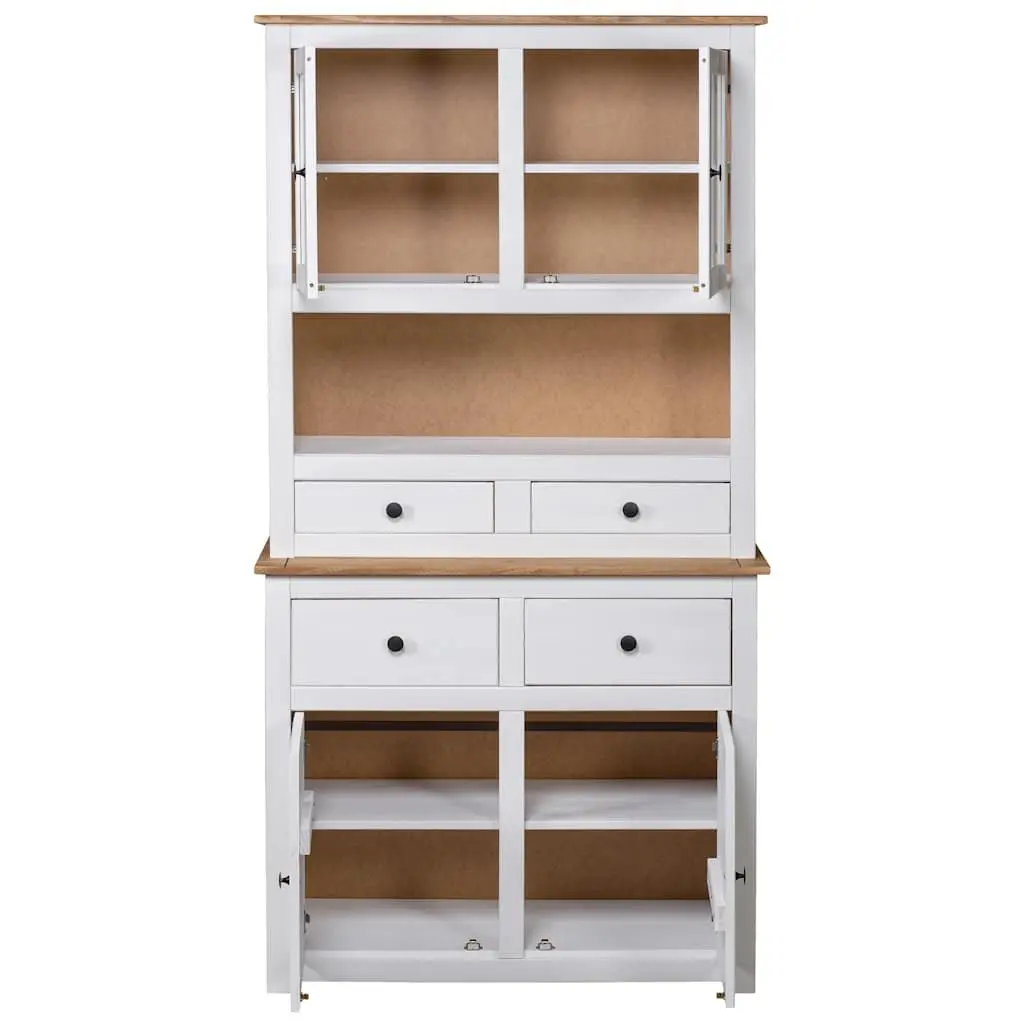 Storage Cabinet Highboard White 93x40.5x180cm Solid Pine Wood Display Unit