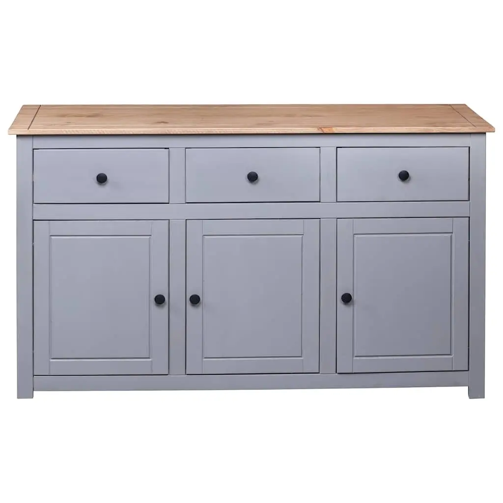 Solid Pinewood Sideboard Grey 135W x 40D x 80H cm Storage Cabinet 3 Drawer Buffet Cupboard Display