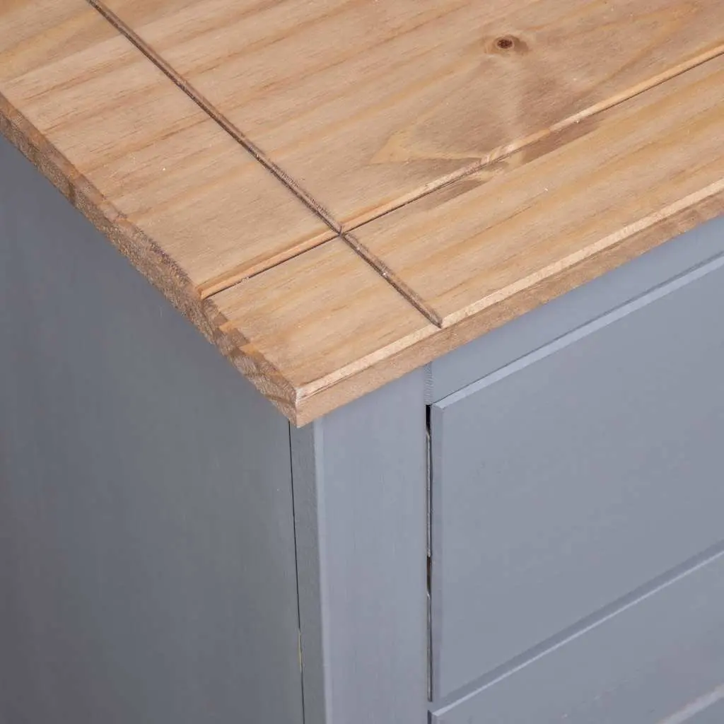 Solid Pinewood Sideboard Grey 135W x 40D x 80H cm Storage Cabinet 3 Drawer Buffet Cupboard Display
