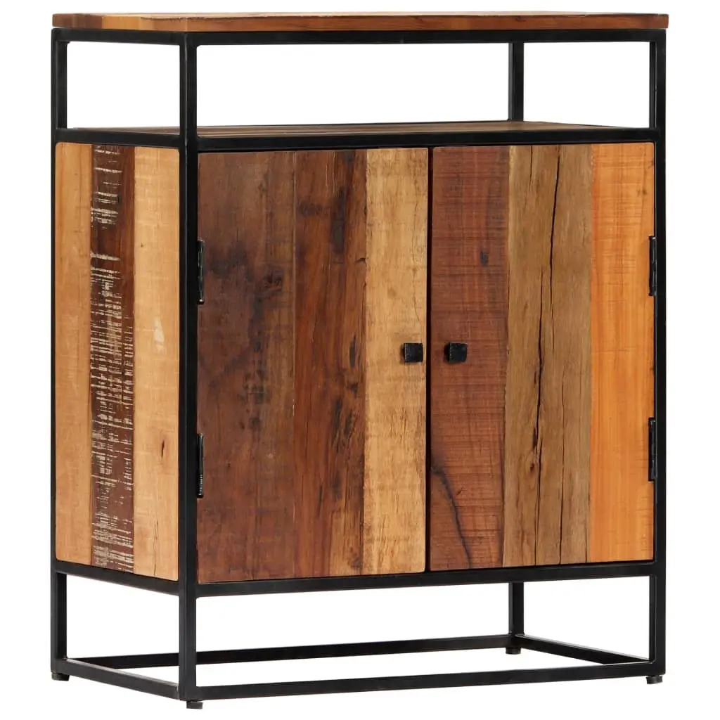 Reclaimed Wood Side Cabinet Brown 60x35x76cm with 2 Doors and Shelf for Organised Storage