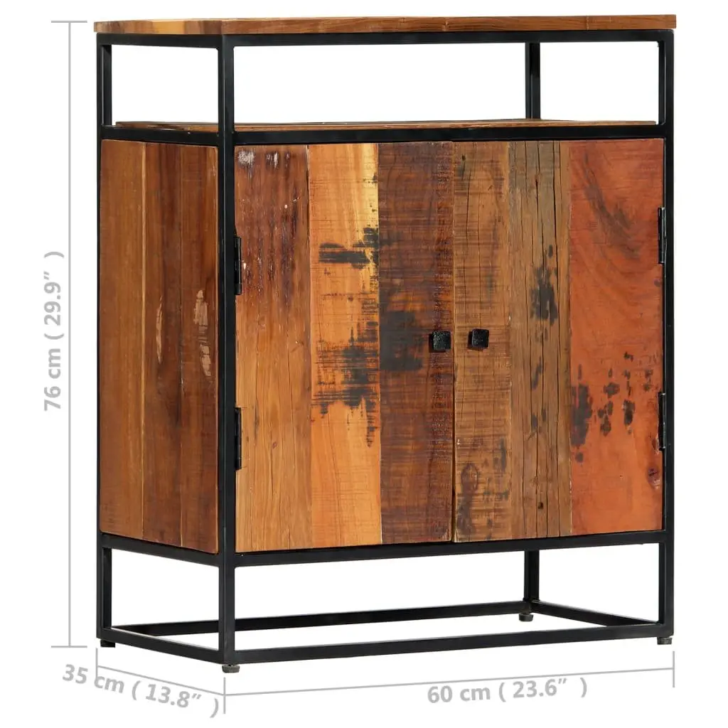 Reclaimed Wood Side Cabinet Brown 60x35x76cm with 2 Doors and Shelf for Organised Storage
