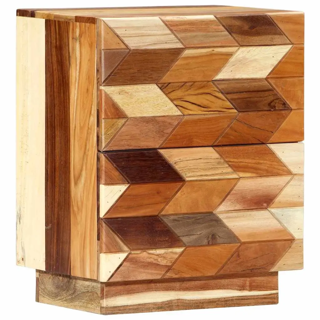 Reclaimed Wood Bedside Table Brown Nightstand with 2 Drawers 40x30x50 cm