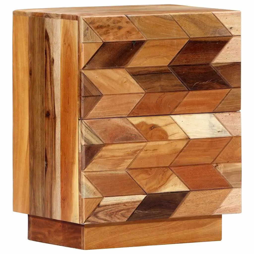 Reclaimed Wood Bedside Table Brown Nightstand with 2 Drawers 40x30x50 cm