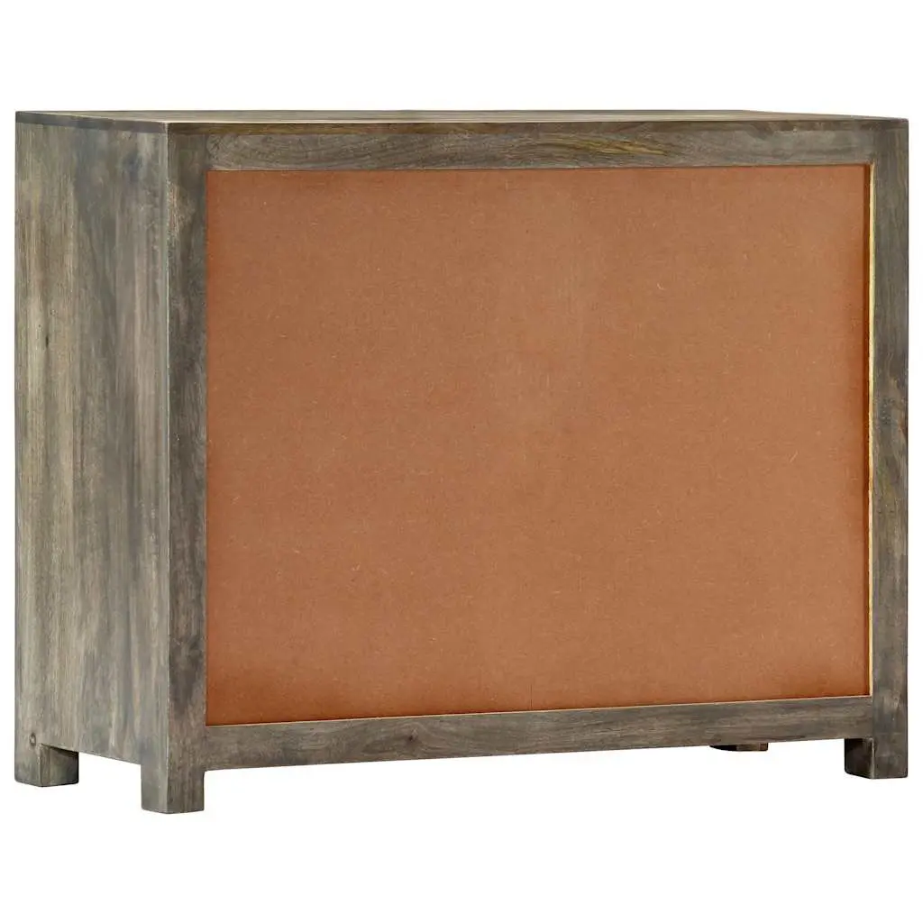 Side Cabinet Solid Mango Wood Storage Sideboard with Door Drawers Mid-Century