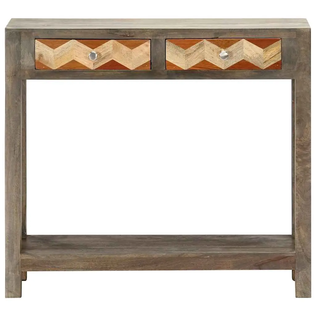 Console Table Solid Mango Wood 86x30x76cm Grey with Shelf Drawers
