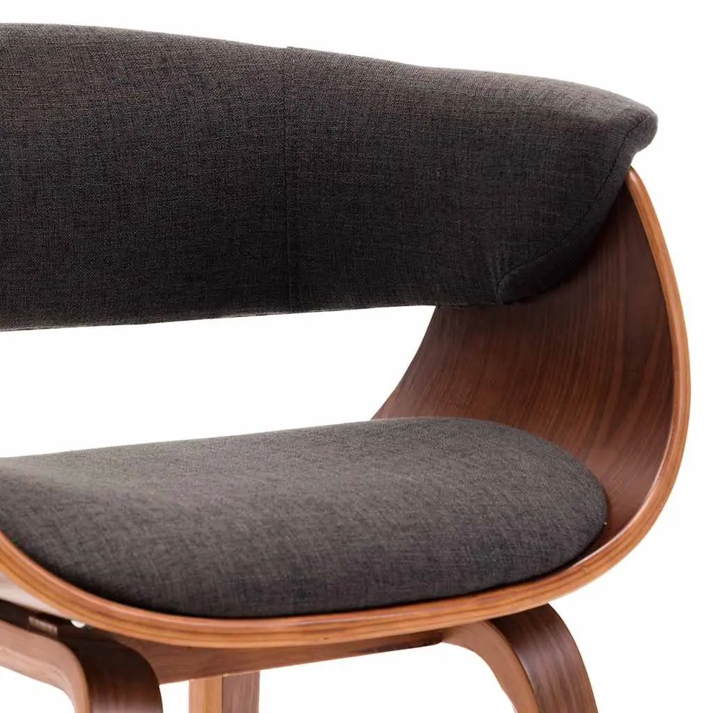 Dining Chair Bent Wood Frame Fabric Upholstered Ergonomic Grey