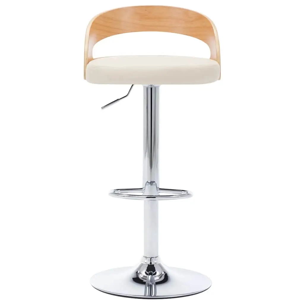 Bar Stools Faux Leather Cream Adjustable Height Bentwood Frame 2 Piece