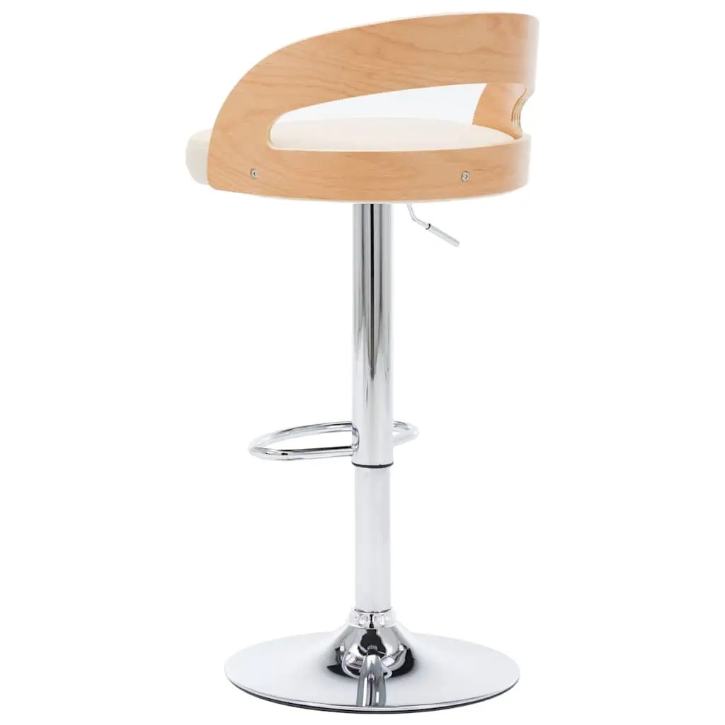 Bar Stools Faux Leather Cream Adjustable Height Bentwood Frame 2 Piece
