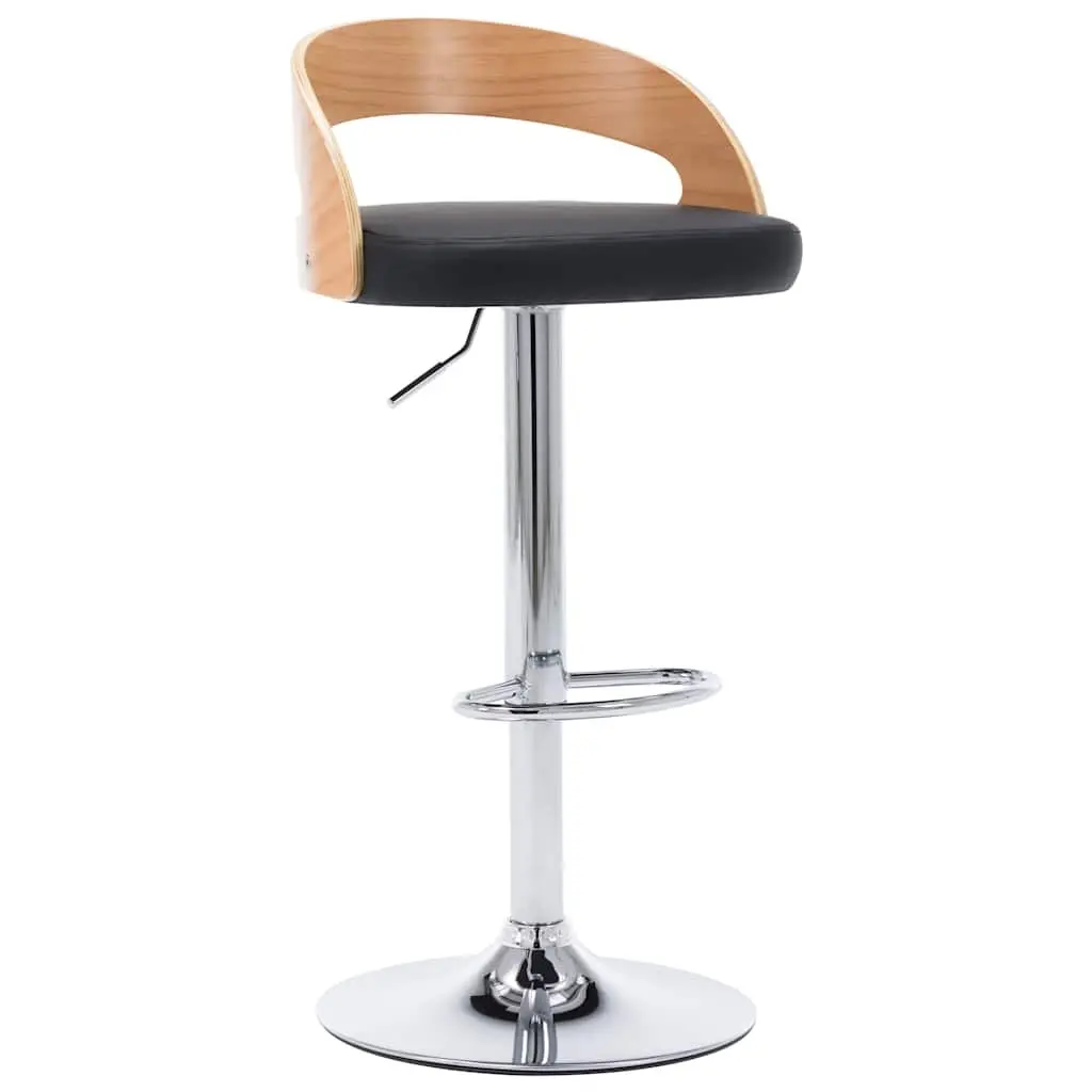 Bar Stools Faux Leather Bentwood Frame Height Adjustable Black 2 Piece