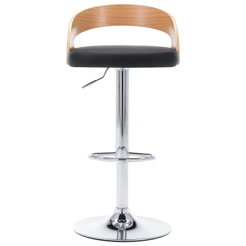 Bar Stools Faux Leather Bentwood Frame Height Adjustable Black 2 Piece